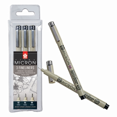 Sakura Pigma micron etui 3st. zwart Sakura Pigma micron etui 3st. zwart