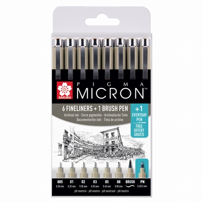 Sakura Sakura Pigma micron set 7 + 1 gratis Sakura Sakura Pigma micron set 7 + 1 gratis