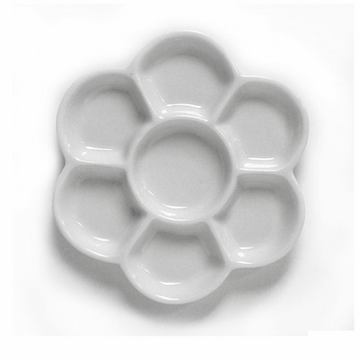 Merkloos Palet porselein diam 15 cm rozetvorm 7 bakjes