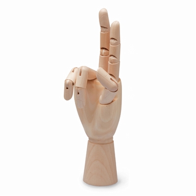 Merkloos Ledenhand blank hout (vrouw) 25 cm rechts