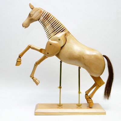 Merkloos Ledenpaard blank hout gelakt 50x69x13 cm 