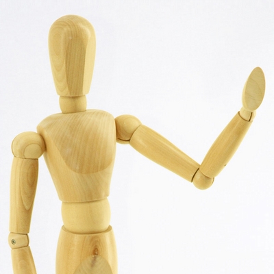 Merkloos Ledenpop blank hout (man) 30 cm