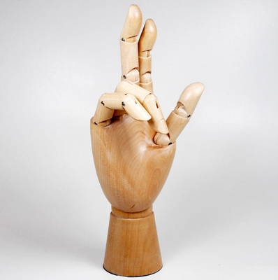 Merkloos Ledenhand blank hout (man) 30 cm rechts