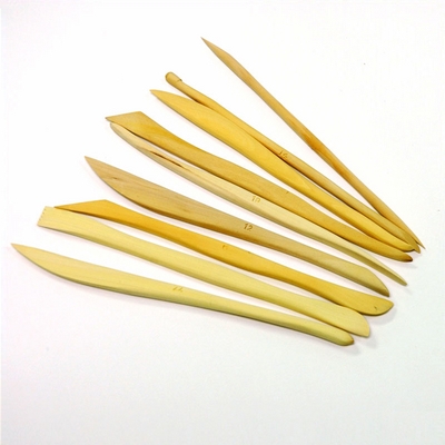 Merkloos Boetseerspatel hout 16 cm 9 stuks assorti
