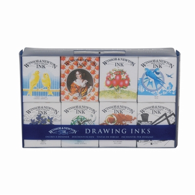 Winsor&Newton Set 8 x 14ml tekeninkt W&N nr.1 Henry