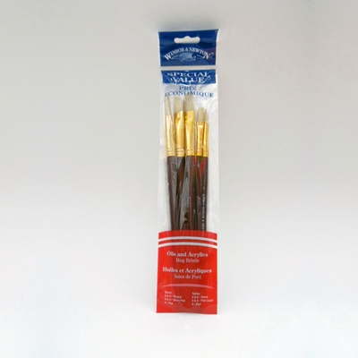Winsor&Newton Set 5st. varkenshaar penselen W&N