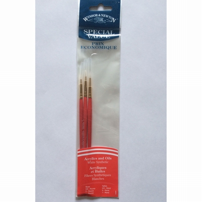 Winsor&Newton W&N set penselen wit filament 3st. rond