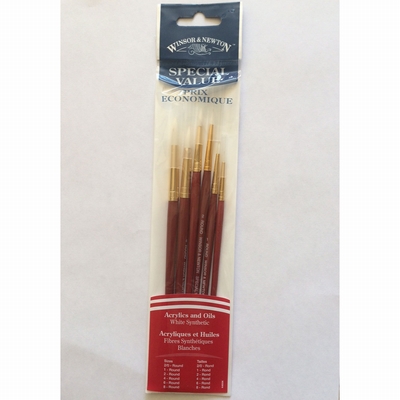 Winsor&Newton W&N penselen 6st. rond synthetisch wit