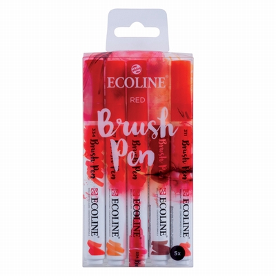 Talens Ecoline Brush Pen set Red 5st.