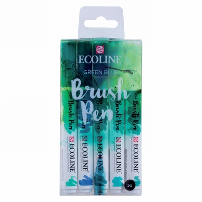 Talens Ecoline Brush Pen set Green Blue 5st.