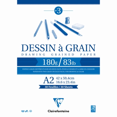 Clairefontaine Dessin a grain tekenblok A2 180grs. 30 vel Clairefontaine
