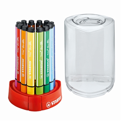 Merkloos Stabilo Trio Scribbi, deskset 12 kleuren