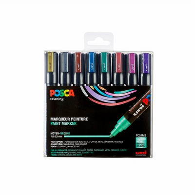 Uni Posca Posca verfmarkers set PC5M/8 metal09