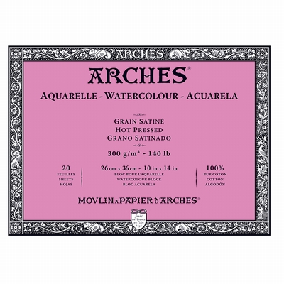 Arches Arches aquarelblok hot pressed 26x36 300grs.
