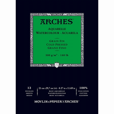 Arches Arches aquarelblok 300grs cold pressed A4 12vel