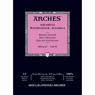 Arches Arches aquarelblok 300grs hot pressed A4 12vel