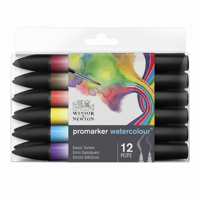 Winsor&Newton Promarker watercolour basic tones 12st.