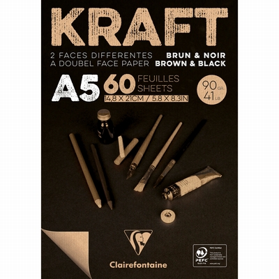 Clairefontaine Kraft zwart bruin A5 90gr. 60vel