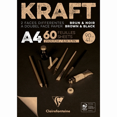 Clairefontaine Kraft zwart bruin A4 90gr. 60vel