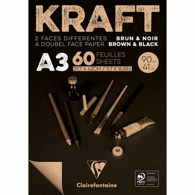 Clairefontaine Kraft zwart bruin A3 90gr. 60vel