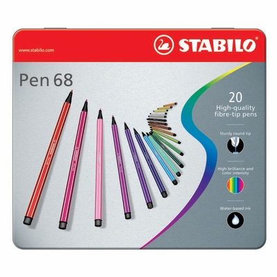 Stabilo Stabilo pen 68 metalen etui 20 stuks ass.