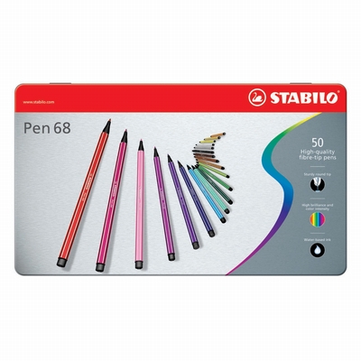 Stabilo Stabilo pen 68 metalen etui 50 stuks ass.