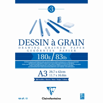 Clairefontaine Dessin a grain tekenblok A3 180grs. 30 vel Clairefontaine