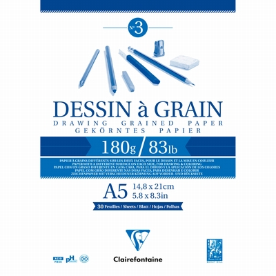 Clairefontaine Dessin a grain tekenblok A5 180grs. 30 vel Clairefontaine