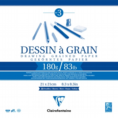Clairefontaine Dessin a grain tekenblok 21x21 180grs. 30 vel Clairefontaine