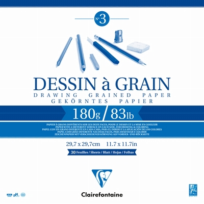 Clairefontaine Dessin a grain tekenblok 29,7x29,7 180grs. 30 vel Clairefontaine