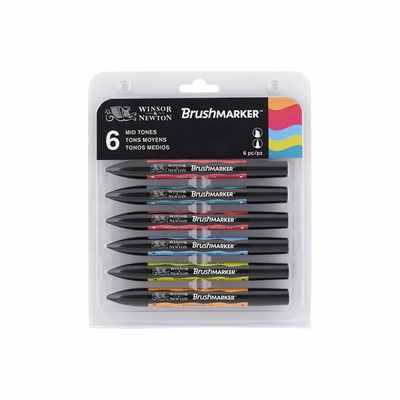 Winsor&Newton W&N Brushmarker set 6 Mid Tones