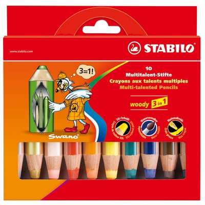 Stabilo Stabilo Woody etui 10 stuks assorti